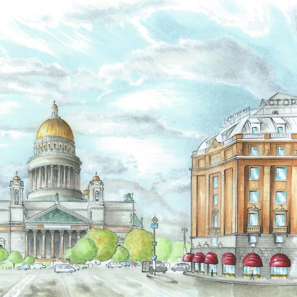 Illustration St Pétersbourg, Square St Isaac